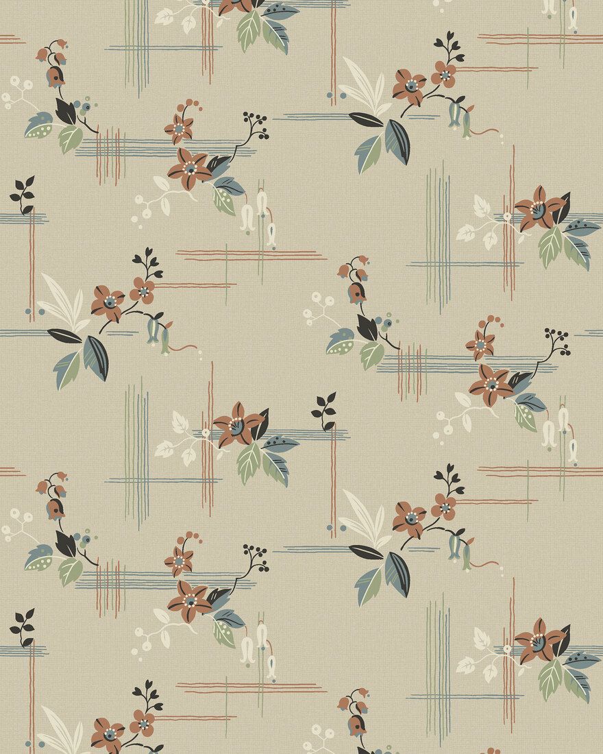 4172 Salängen Light Multi and Beige Alla Tiders Hus Wallpaper by Boråstapeter