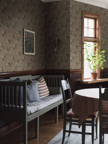 4173 Salängen Dark Brown and Multi Alla Tiders Hus Wallpaper by Boråstapeter