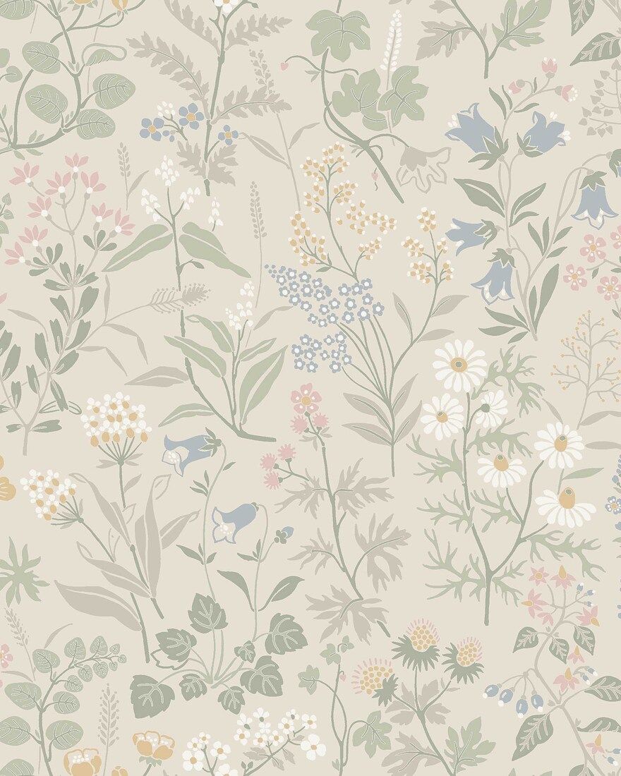 4179 Flora Light Multi and Beige Alla Tiders Hus Wallpaper by Boråstapeter