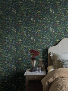 4181 Flora Dark Multi and Black Alla Tiders Hus Wallpaper by Boråstapeter