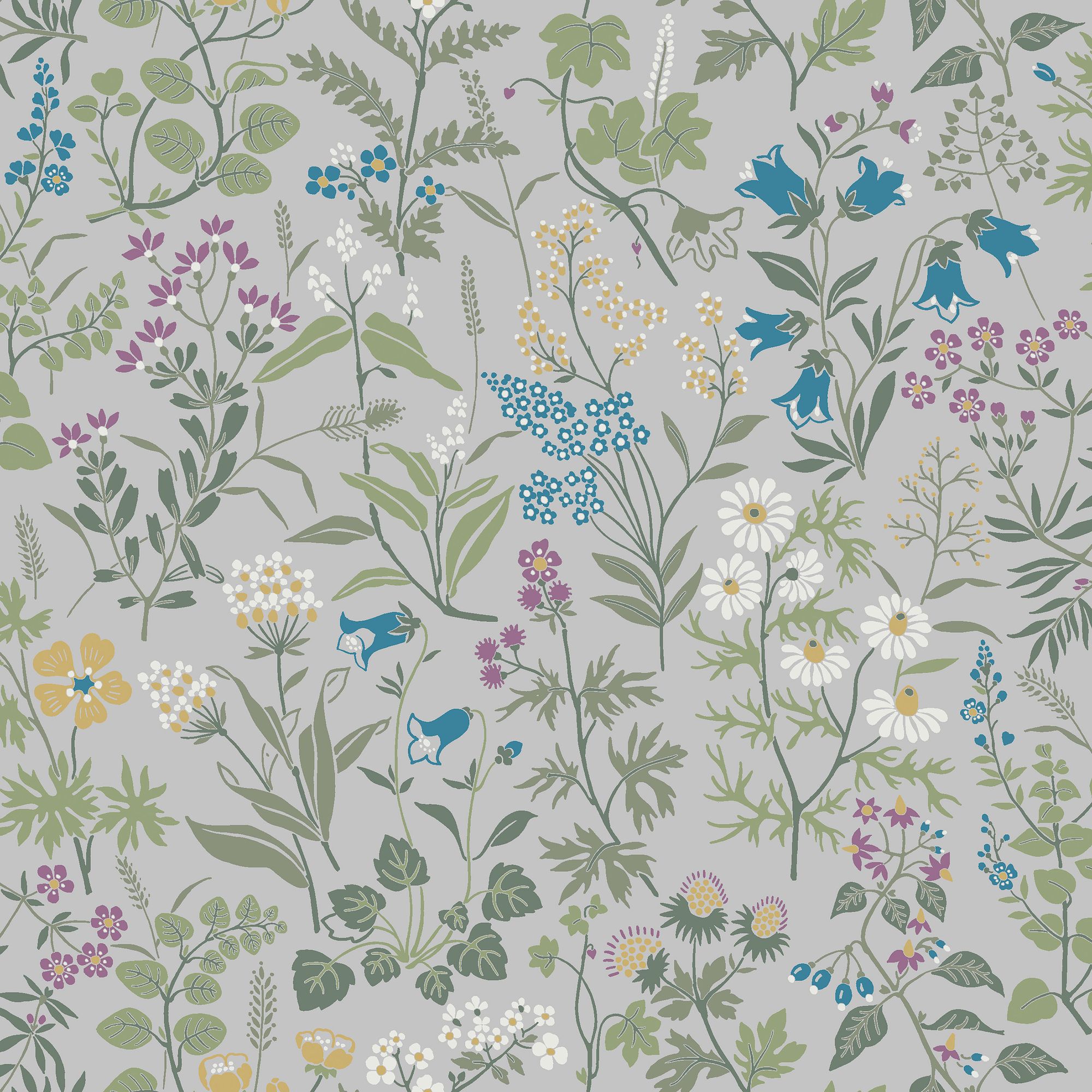 4182 Flora Light Multi and Grey Alla Tiders Hus Wallpaper by Boråstapeter