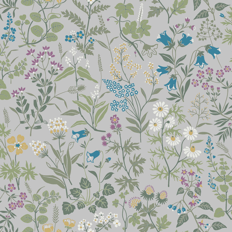 4182 Flora Light Multi and Grey Alla Tiders Hus Wallpaper by Boråstapeter
