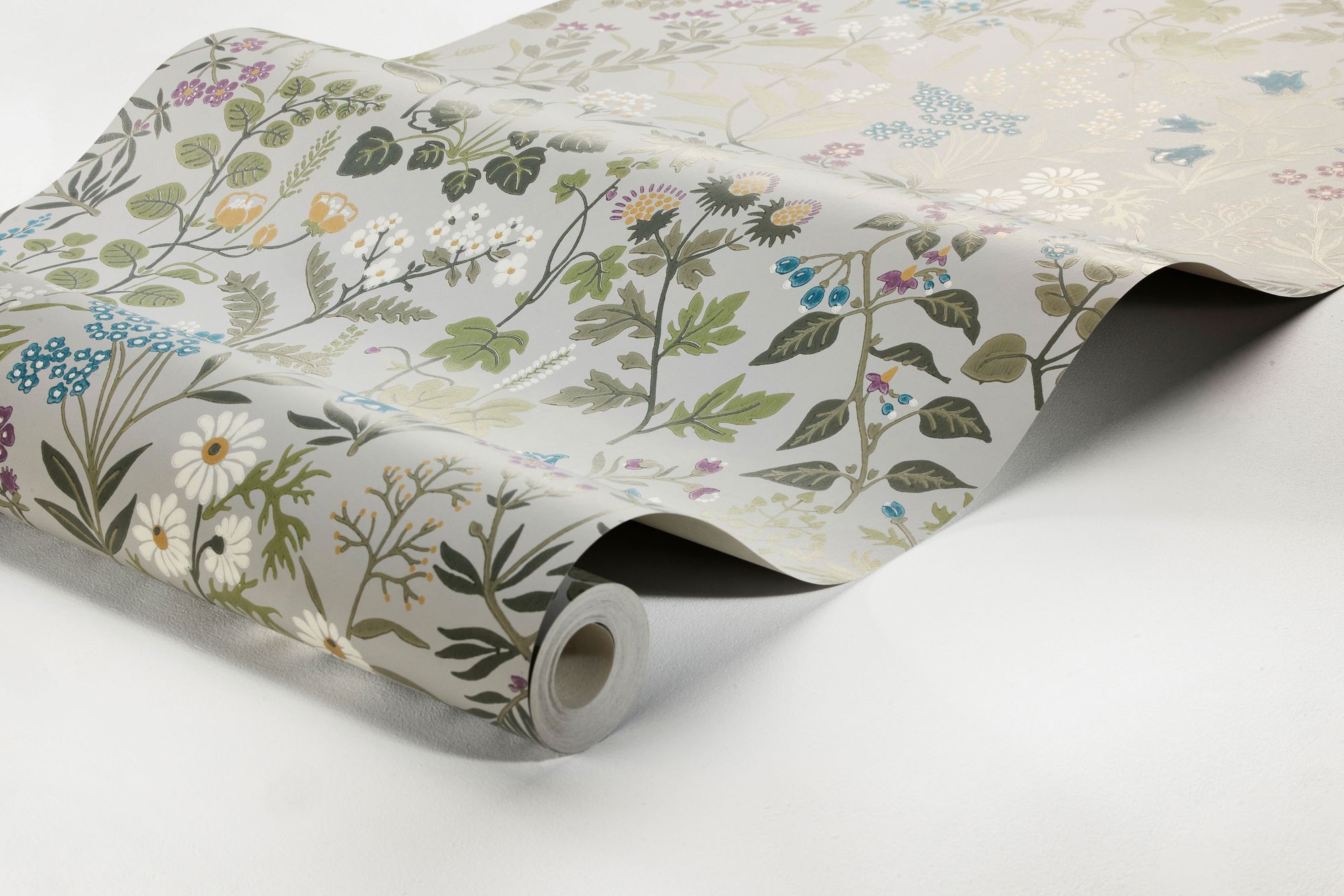 4182 Flora Light Multi and Grey Alla Tiders Hus Wallpaper by Boråstapeter