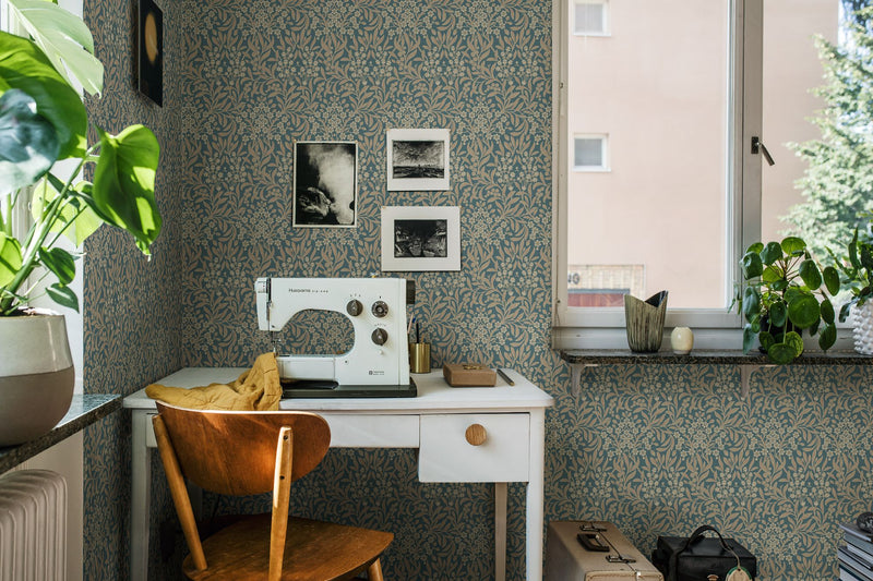 4187 Kryddhyllan Dark Multi and Blue Alla Tiders Hus Wallpaper by Boråstapeter