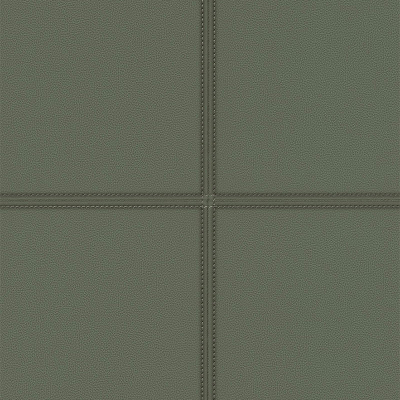 419023 Faux Leather Green Tile Panel Club Wallpaper by Rasch