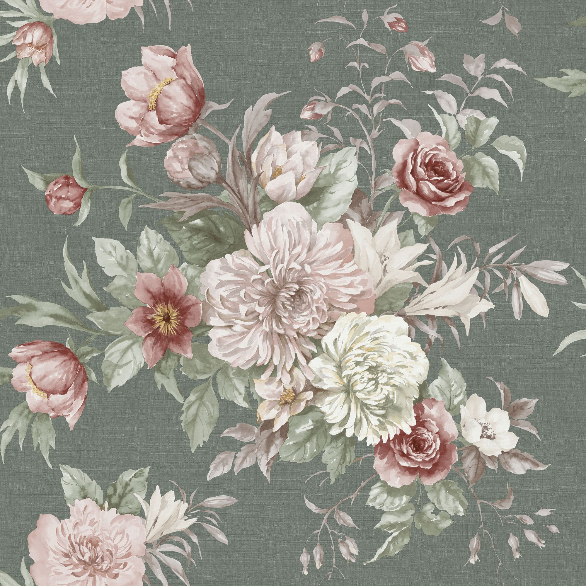 4253 Floral Charm Dark Multi and Green Dreamy Escape Wallpaper by Boråstapeter