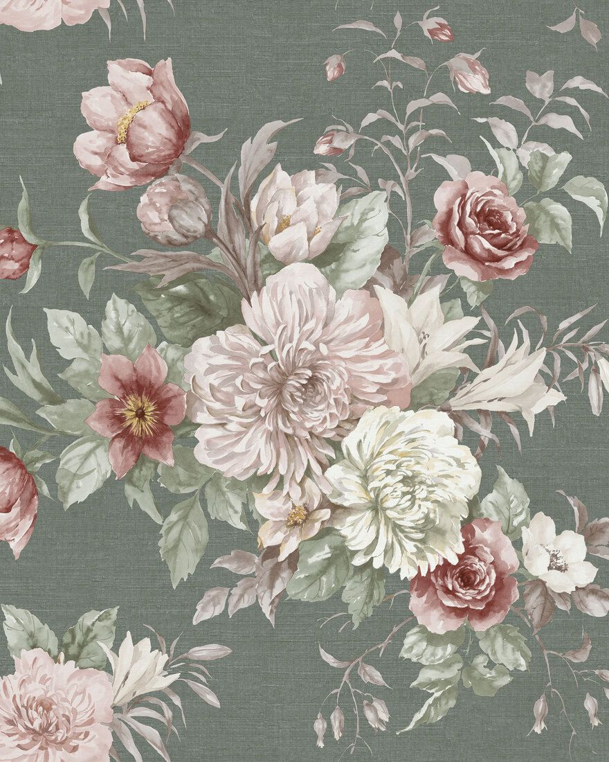 4253 Floral Charm Dark Multi and Green Dreamy Escape Wallpaper by Boråstapeter