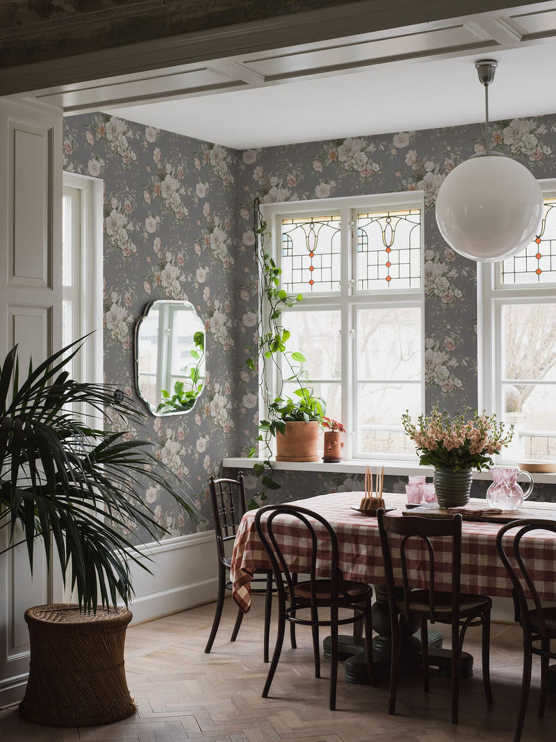 4254 Floral Charm Dark Grey and Multi Dreamy Escape Wallpaper by Boråstapeter