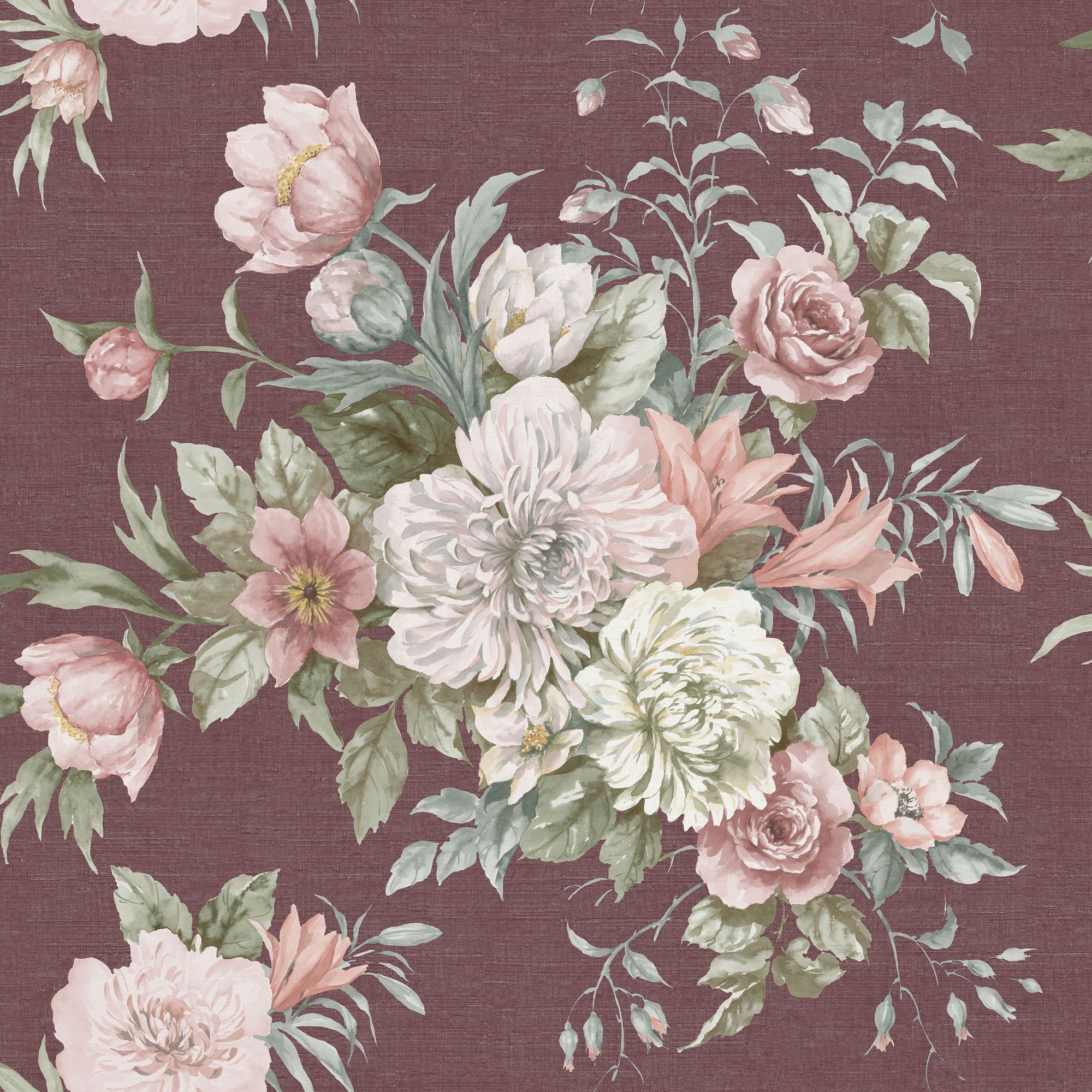 4255 Floral Charm Dark Red and Multi Dreamy Escape Wallpaper by Boråstapeter