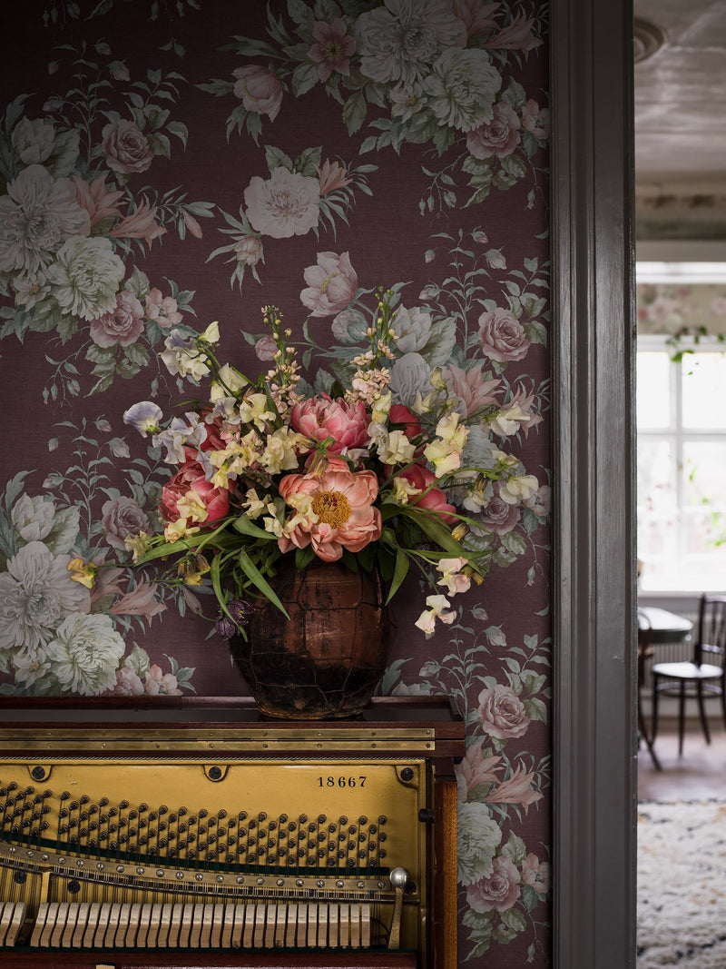 4255 Floral Charm Dark Red and Multi Dreamy Escape Wallpaper by Boråstapeter