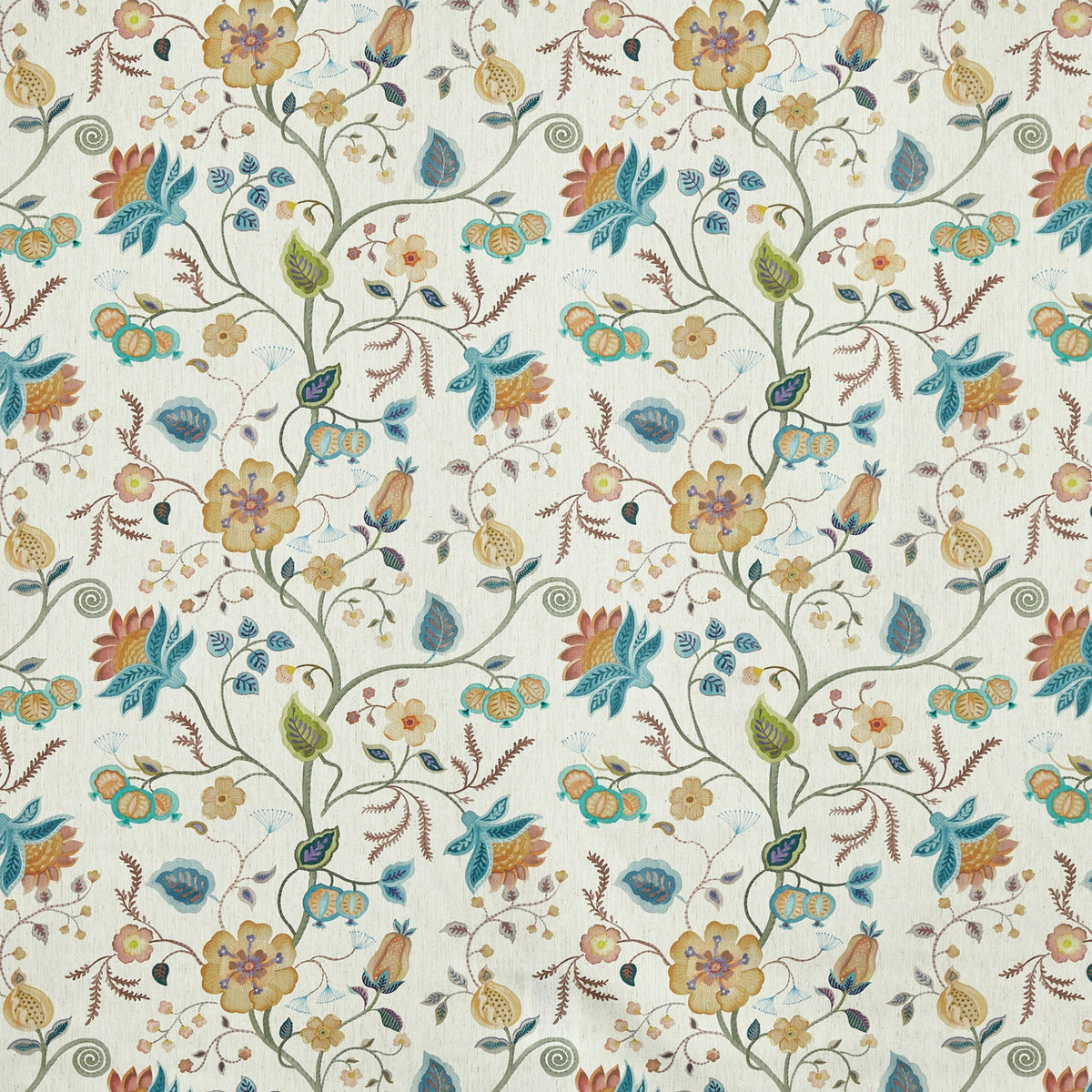 4259/770 Esther Lagoon Rustic Persian Fabric by Prestigious Textiles