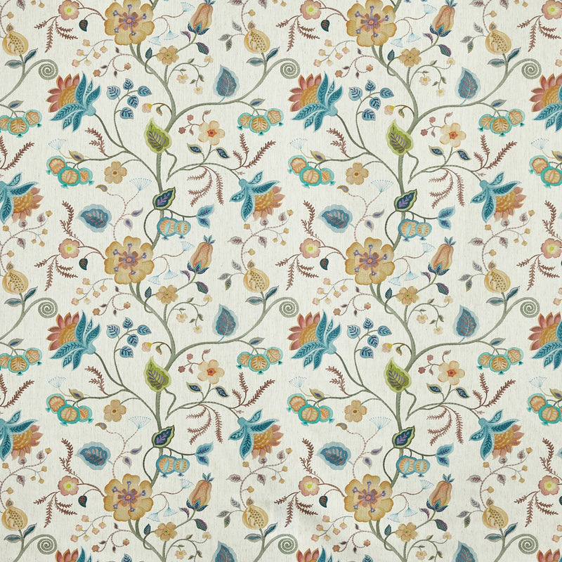 4259/770 Esther Lagoon Rustic Persian Fabric by Prestigious Textiles