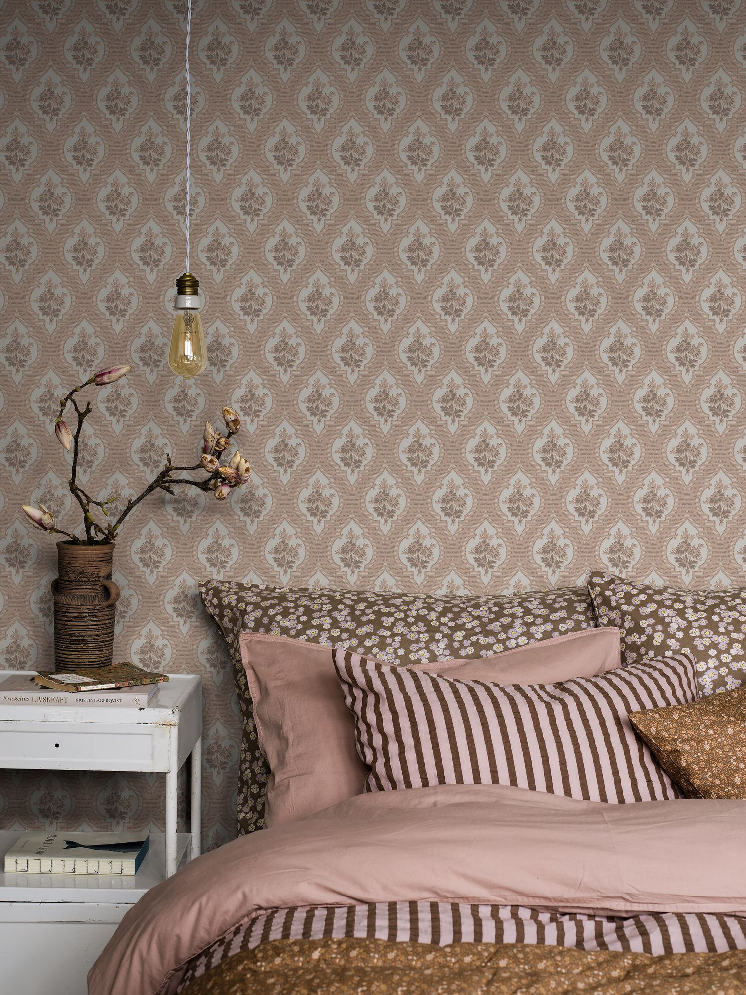 4260 Eternal Flower Light Pink and Beige Dreamy Escape Wallpaper by Boråstapeter