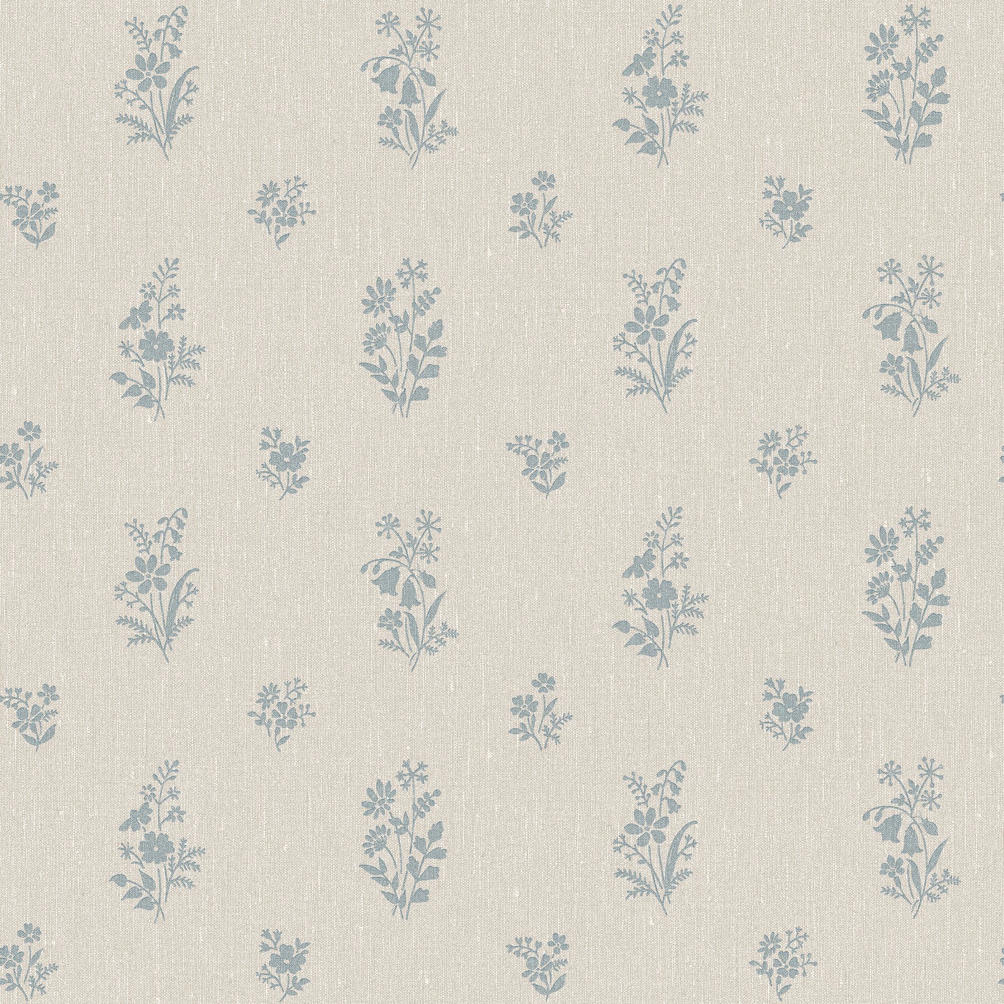 4264 Petit Fleurs Light Beige and Blue Dreamy Escape Wallpaper by Boråstapeter