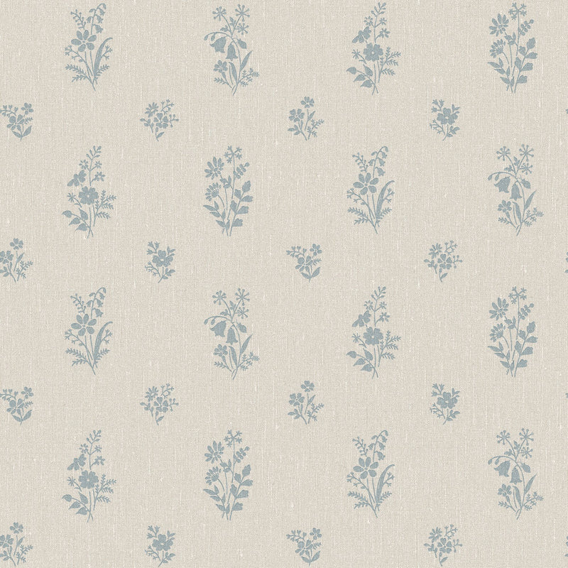 4264 Petit Fleurs Light Beige and Blue Dreamy Escape Wallpaper by Boråstapeter