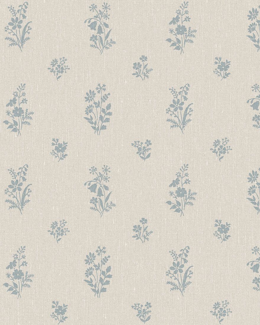 4264 Petit Fleurs Light Beige and Blue Dreamy Escape Wallpaper by Boråstapeter