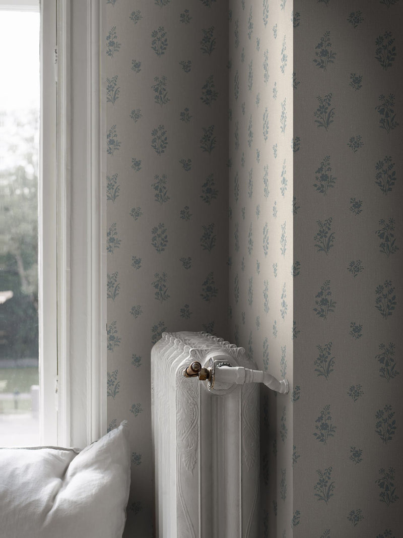 4264 Petit Fleurs Light Beige and Blue Dreamy Escape Wallpaper by Boråstapeter