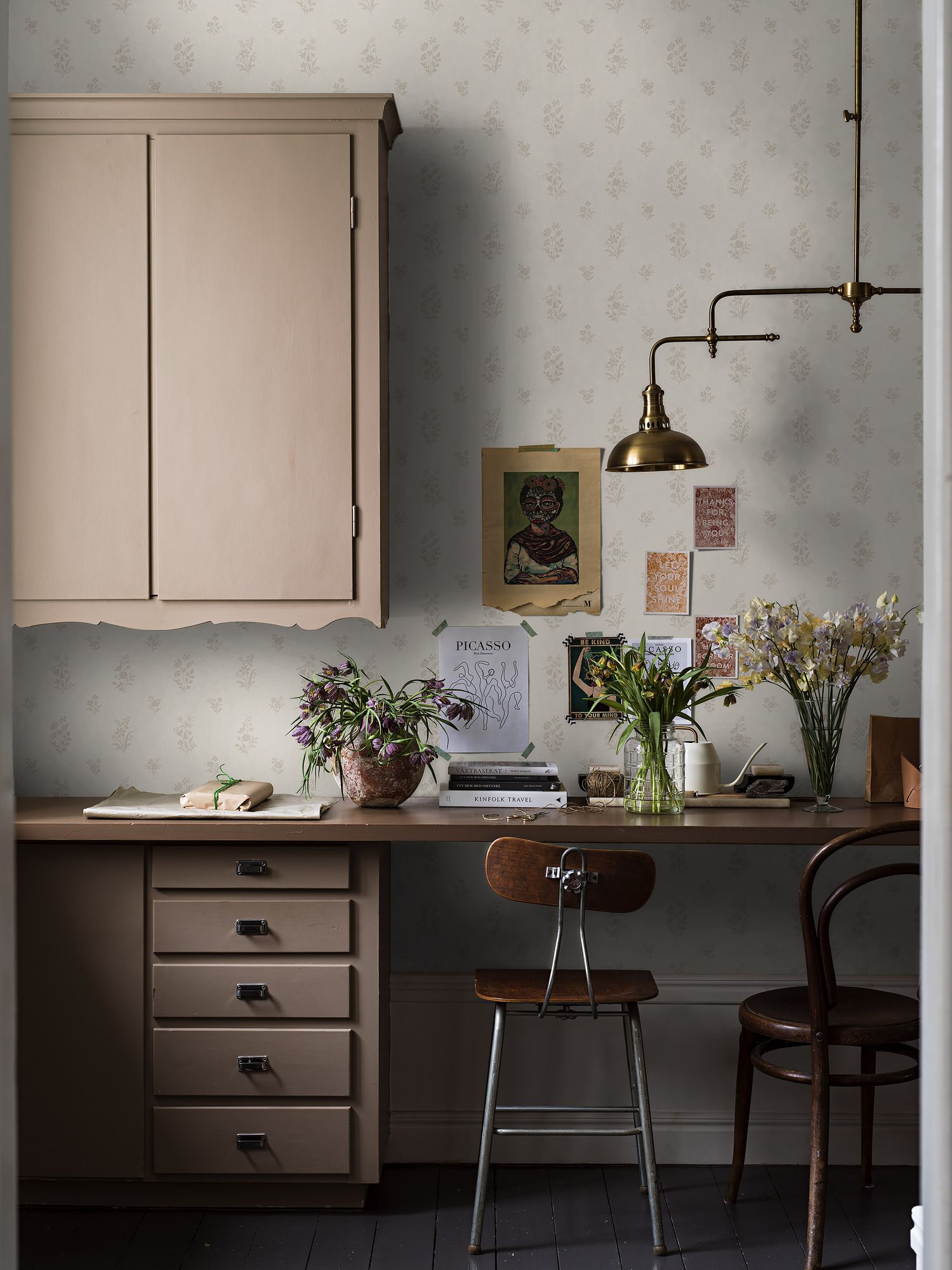 4265 Petit Fleurs Light Beige and White Dreamy Escape Wallpaper by Boråstapeter