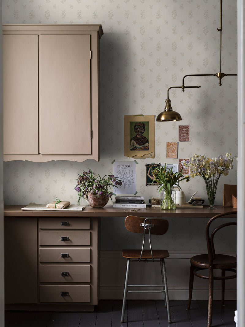 4265 Petit Fleurs Light Beige and White Dreamy Escape Wallpaper by Boråstapeter