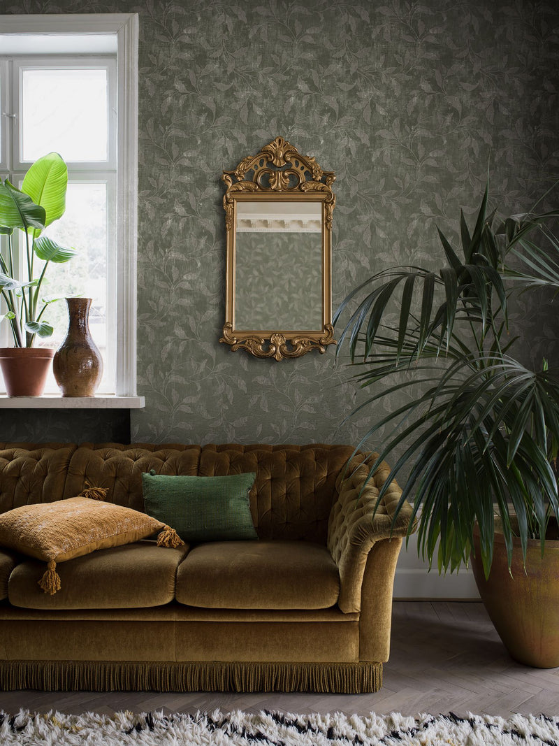 4269 Rosewood Night Dark Green and Grey Dreamy Escape Wallpaper by Boråstapeter