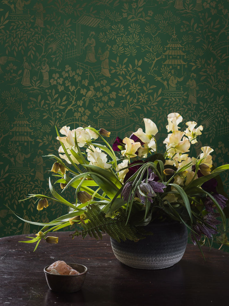 4271 Oriental Garden Dark Green Dreamy Escape Wallpaper by Boråstapeter