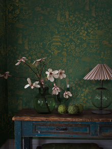 4271 Oriental Garden Dark Green Dreamy Escape Wallpaper by Boråstapeter