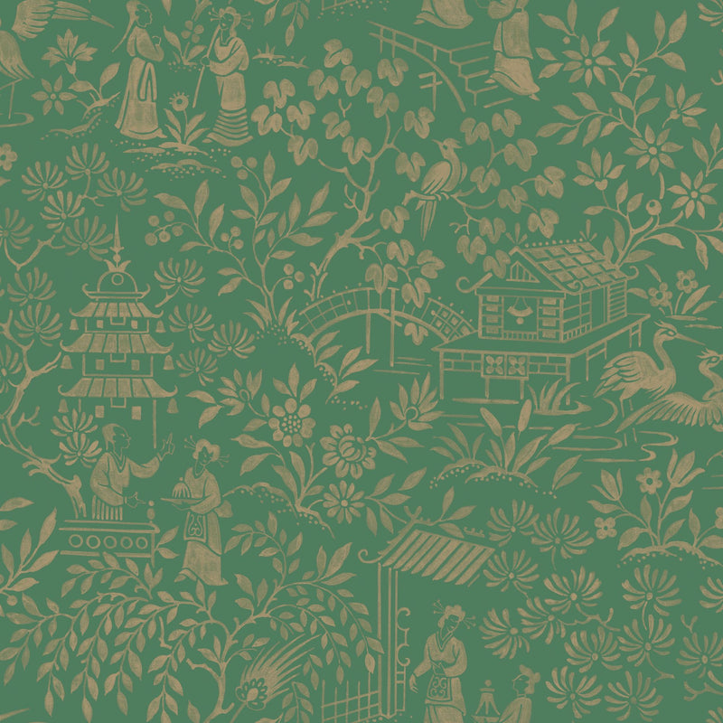 4271 Oriental Garden Dark Green Dreamy Escape Wallpaper by Boråstapeter