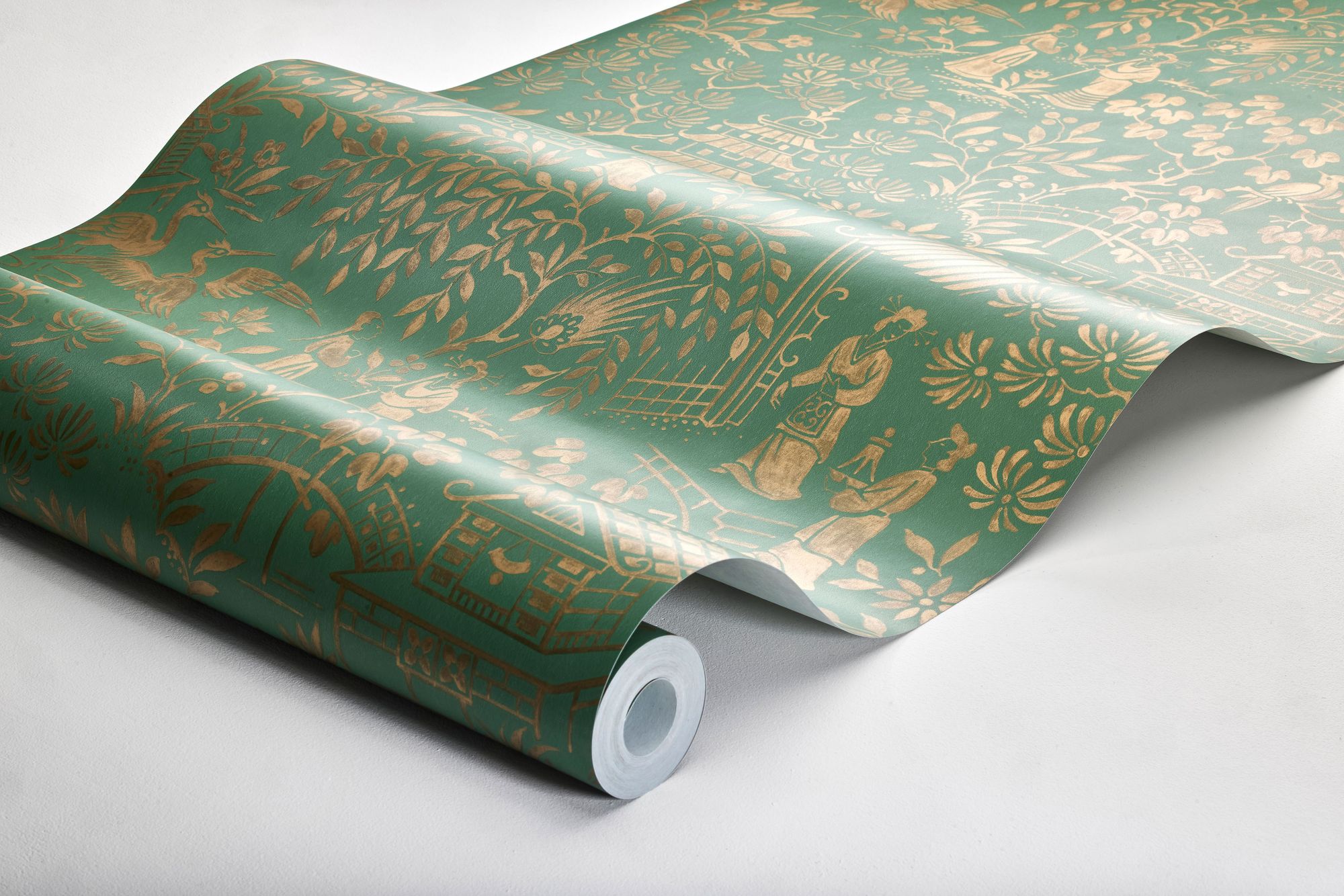 4271 Oriental Garden Dark Green Dreamy Escape Wallpaper by Boråstapeter