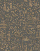 4272 Oriental Garden Dark Black Dreamy Escape Wallpaper by Boråstapeter