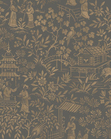 4272 Oriental Garden Dark Black Dreamy Escape Wallpaper by Boråstapeter