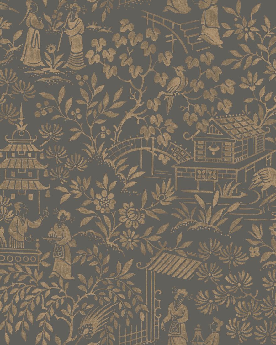 4272 Oriental Garden Dark Black Dreamy Escape Wallpaper by Boråstapeter
