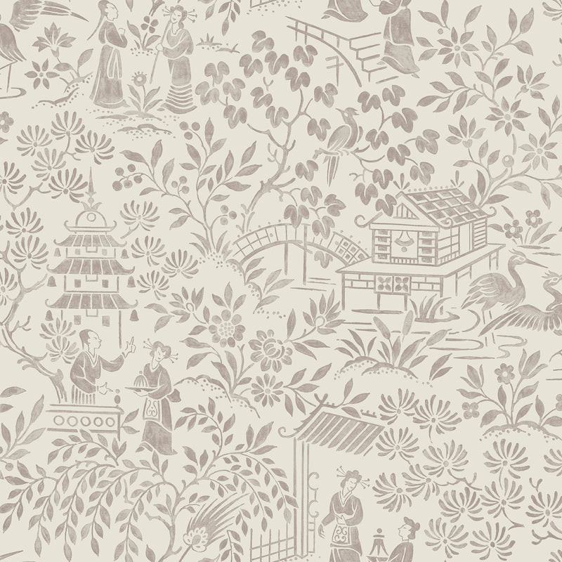4273 Oriental Garden Light Beige and Brown Dreamy Escape Wallpaper by Boråstapeter