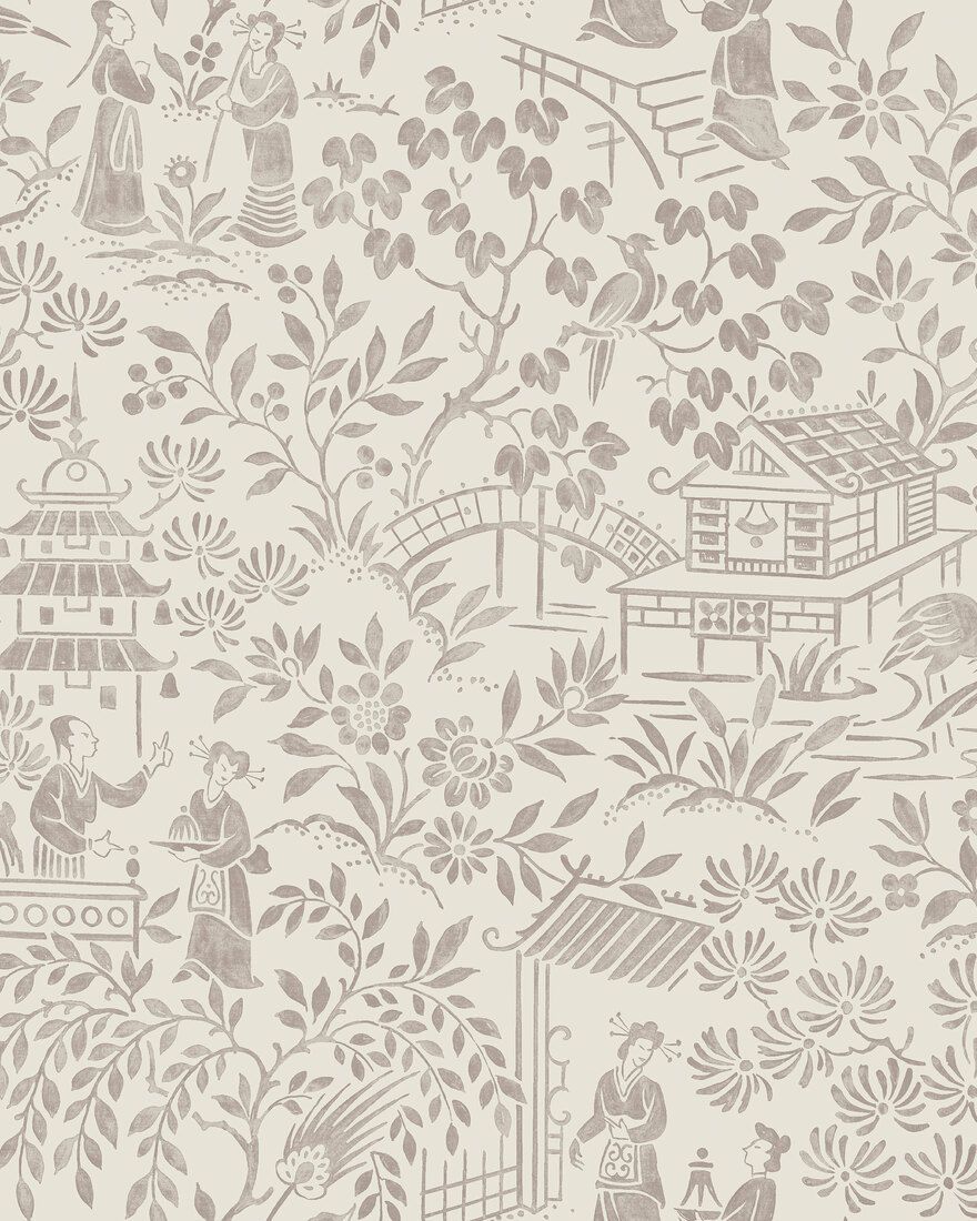 4273 Oriental Garden Light Beige and Brown Dreamy Escape Wallpaper by Boråstapeter