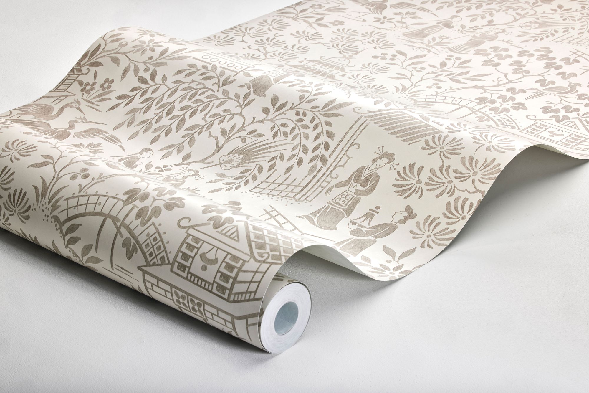 4273 Oriental Garden Light Beige and Brown Dreamy Escape Wallpaper by Boråstapeter