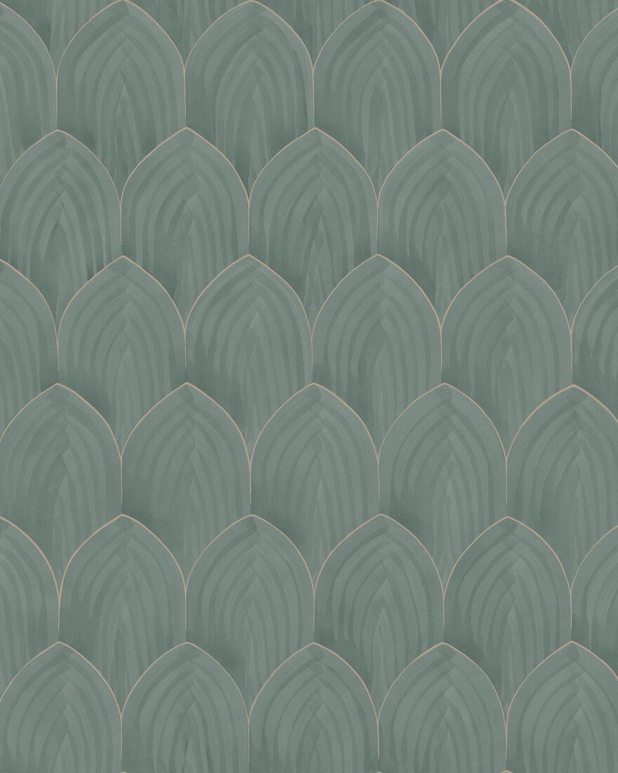 4276 Golden Arches Dark Green Dreamy Escape Wallpaper by Boråstapeter