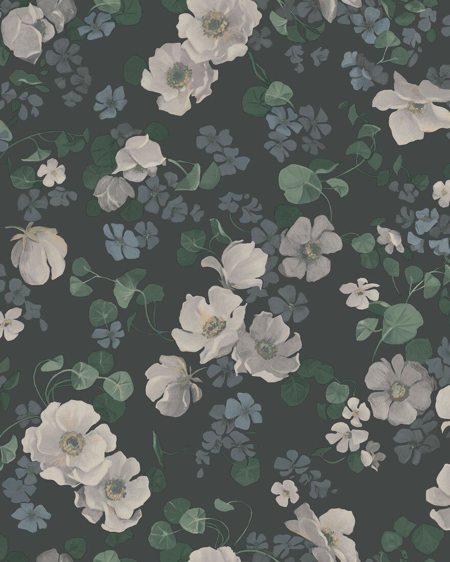 4279 Enchanting Flower Dark Multi and Black Dreamy Escape Wallpaper by Boråstapeter