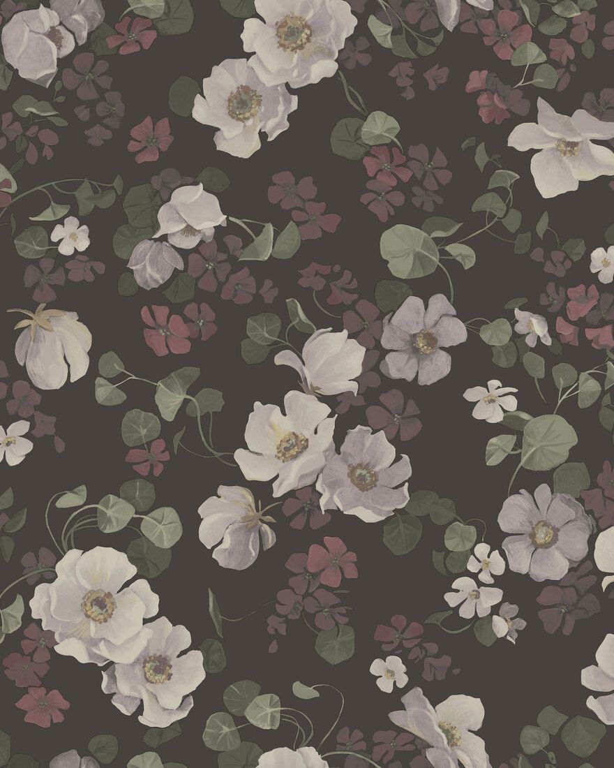 4280 Enchanting Flower Dark Multi and Grey Dreamy Escape Wallpaper by Boråstapeter
