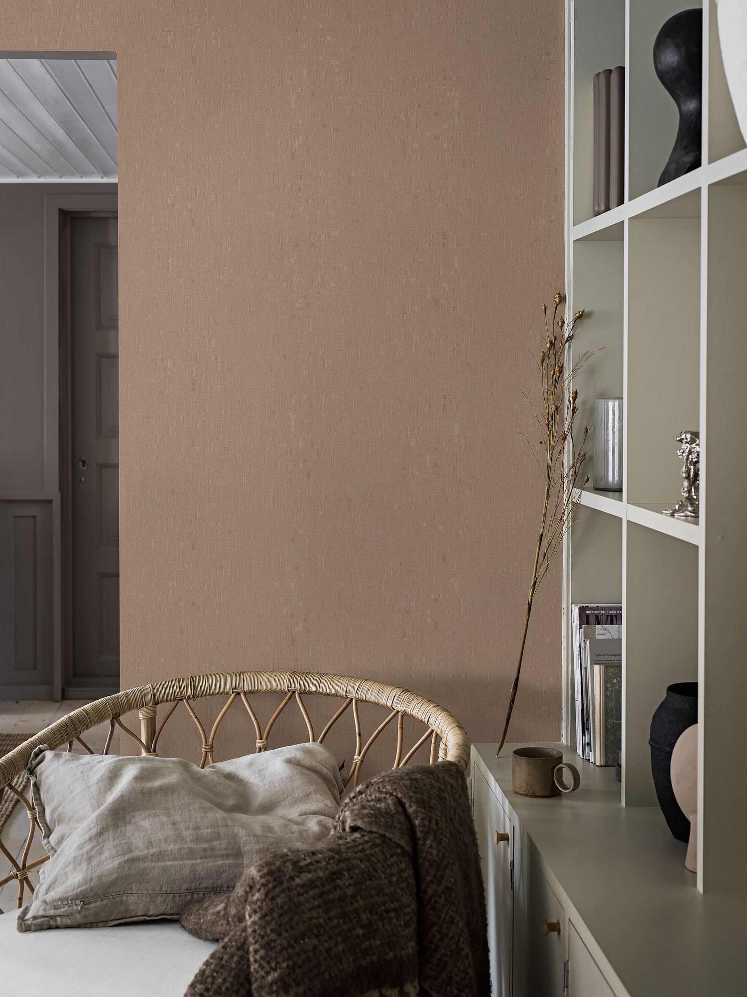 4324 Terracotta Linen Linen Wallpaper by Boråstapeter