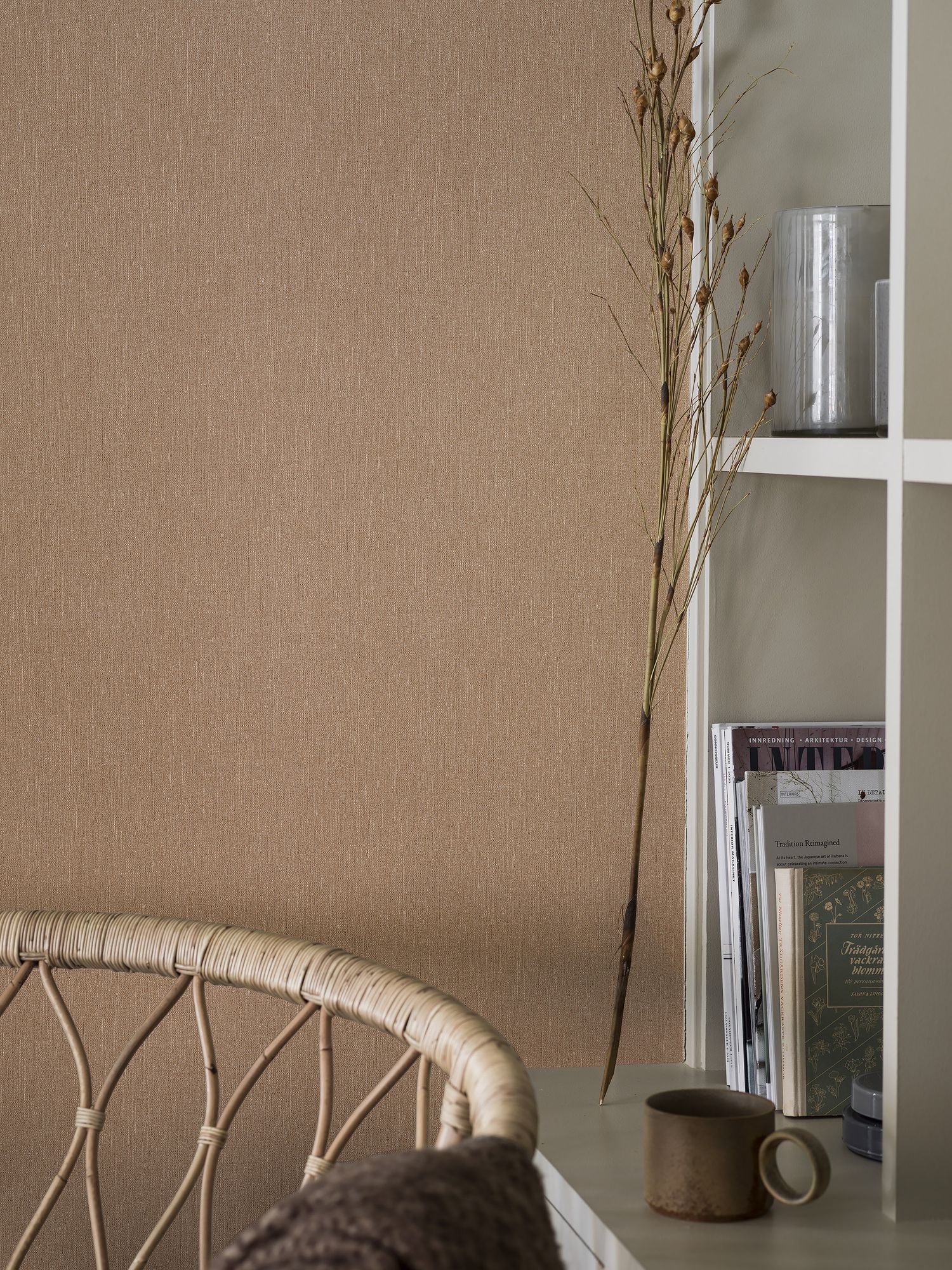4324 Terracotta Linen Linen Wallpaper by Boråstapeter