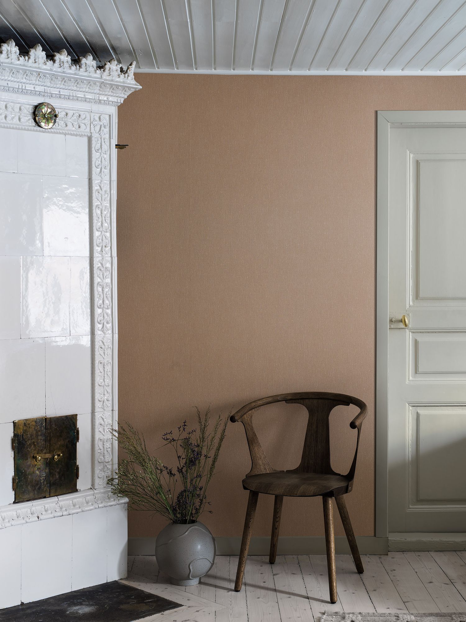 4324 Terracotta Linen Linen Wallpaper by Boråstapeter