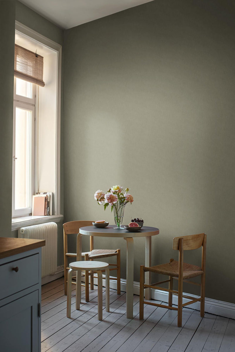 4335 Soft Olive Linen Wallpaper by Boråstapeter