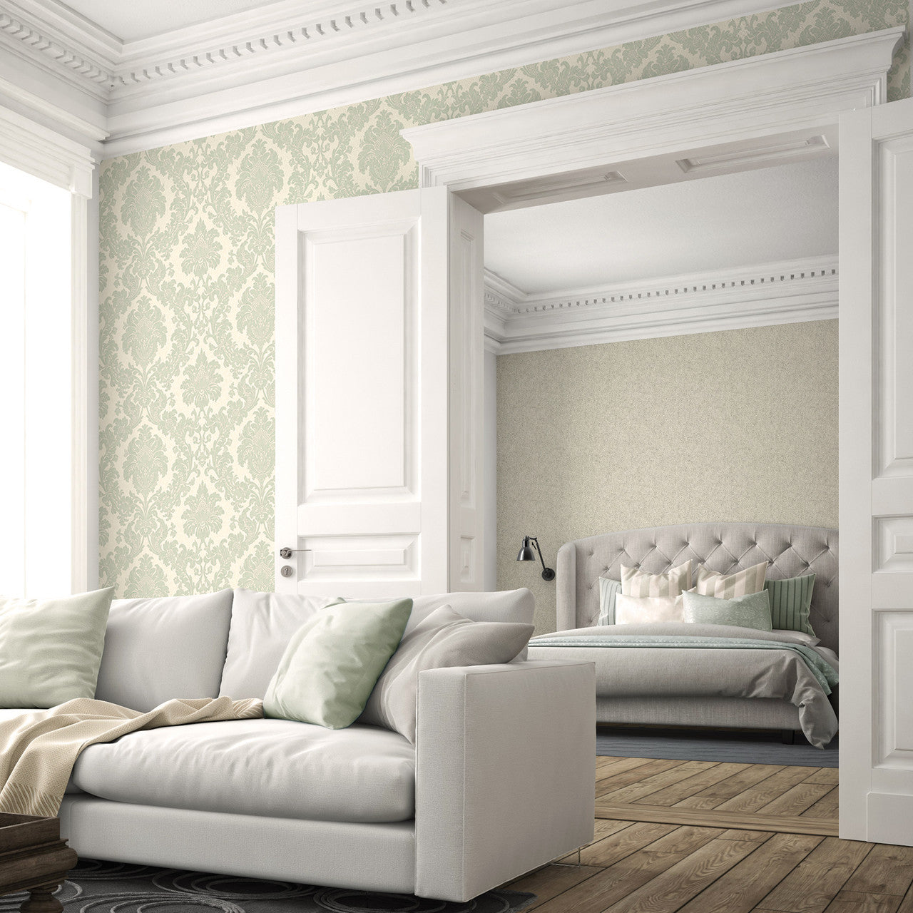 4407 Ciara Damask Green Wallpaper by Belgravia Zambaiti Parati