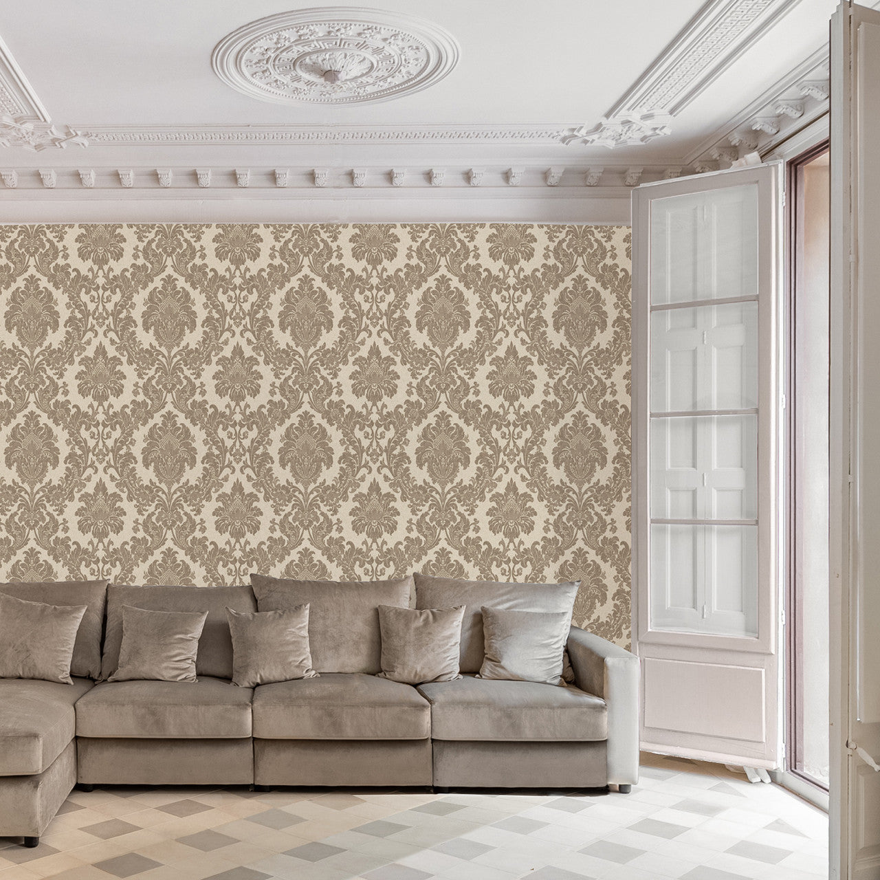 4410 Ciara Damask Soft Beige Wallpaper by Belgravia Zambaiti Parati