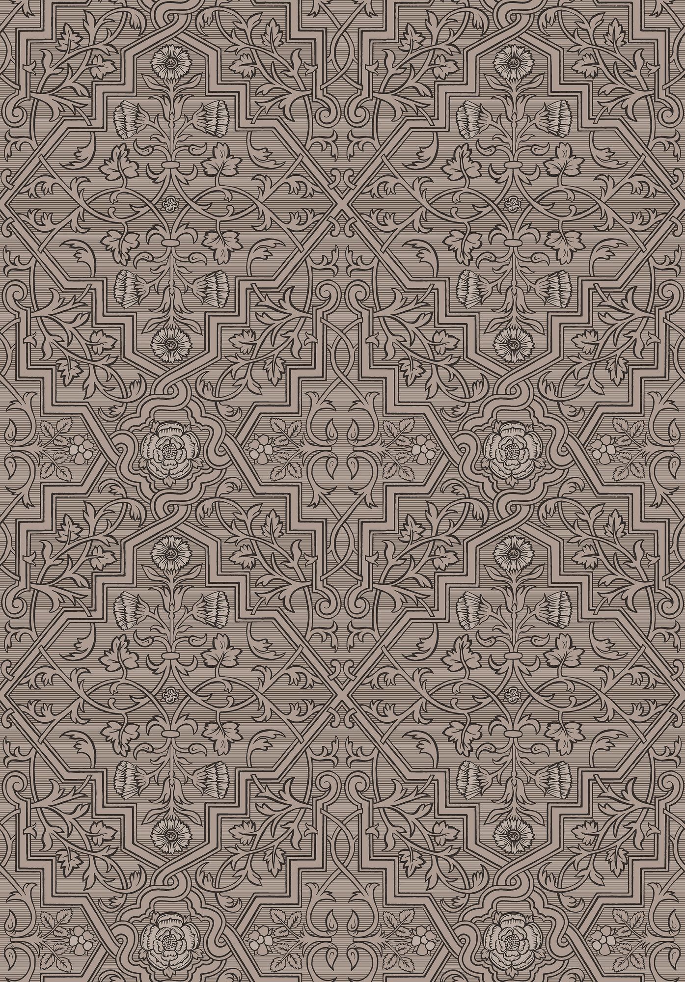 4502 Rosenvinge Dark Brown and Black Anno Wallpaper by Boråstapeter