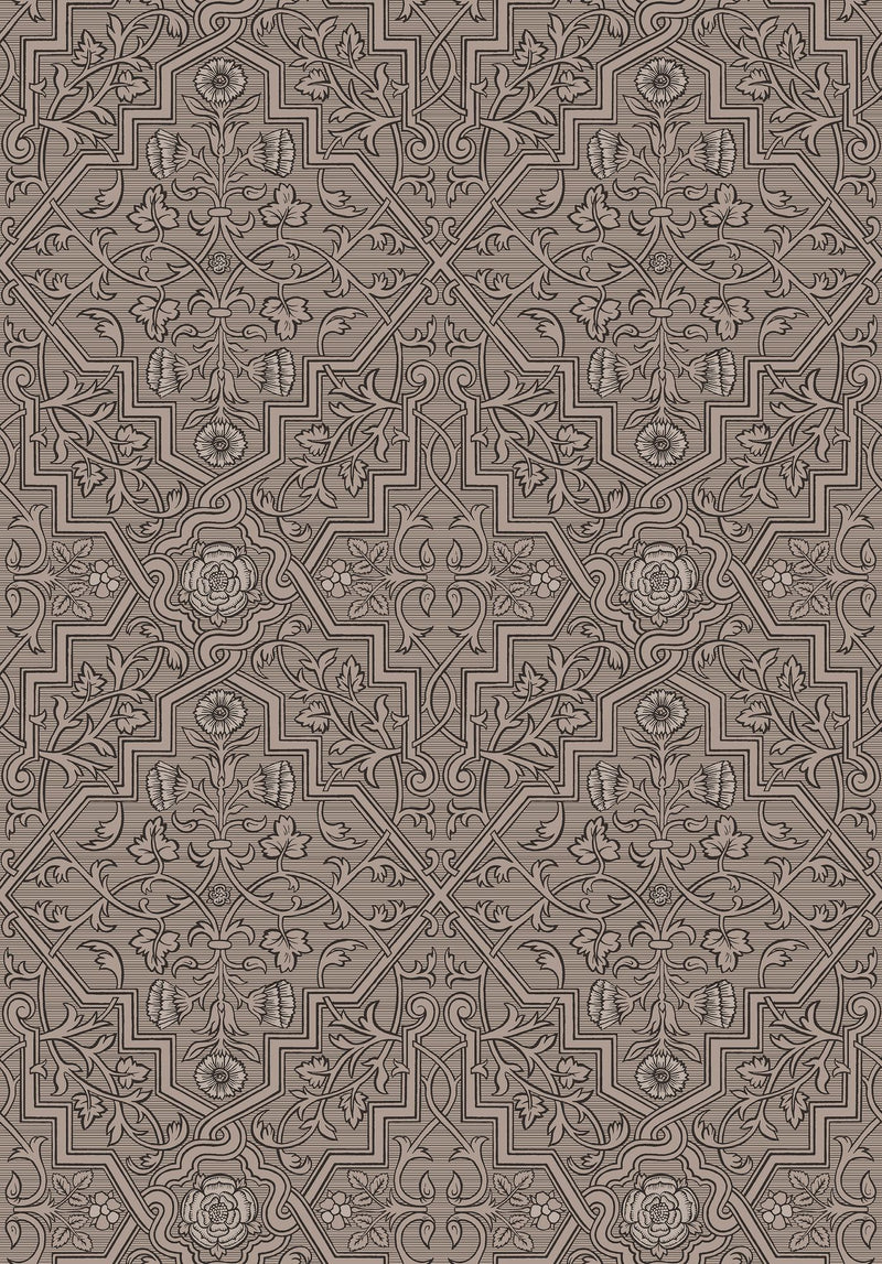 4502 Rosenvinge Dark Brown and Black Anno Wallpaper by Boråstapeter