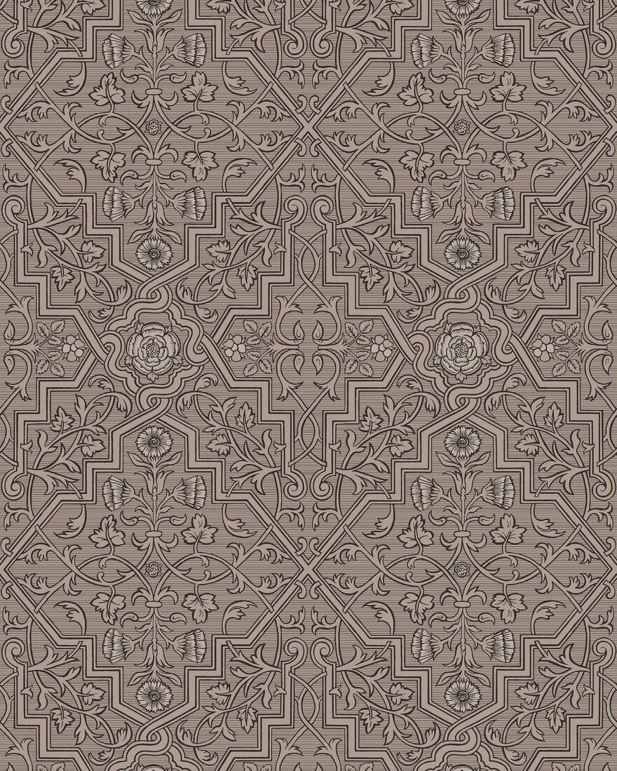 4502 Rosenvinge Dark Brown and Black Anno Wallpaper by Boråstapeter