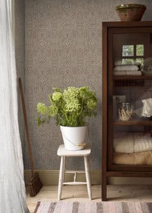 4502 Rosenvinge Dark Brown and Black Anno Wallpaper by Boråstapeter