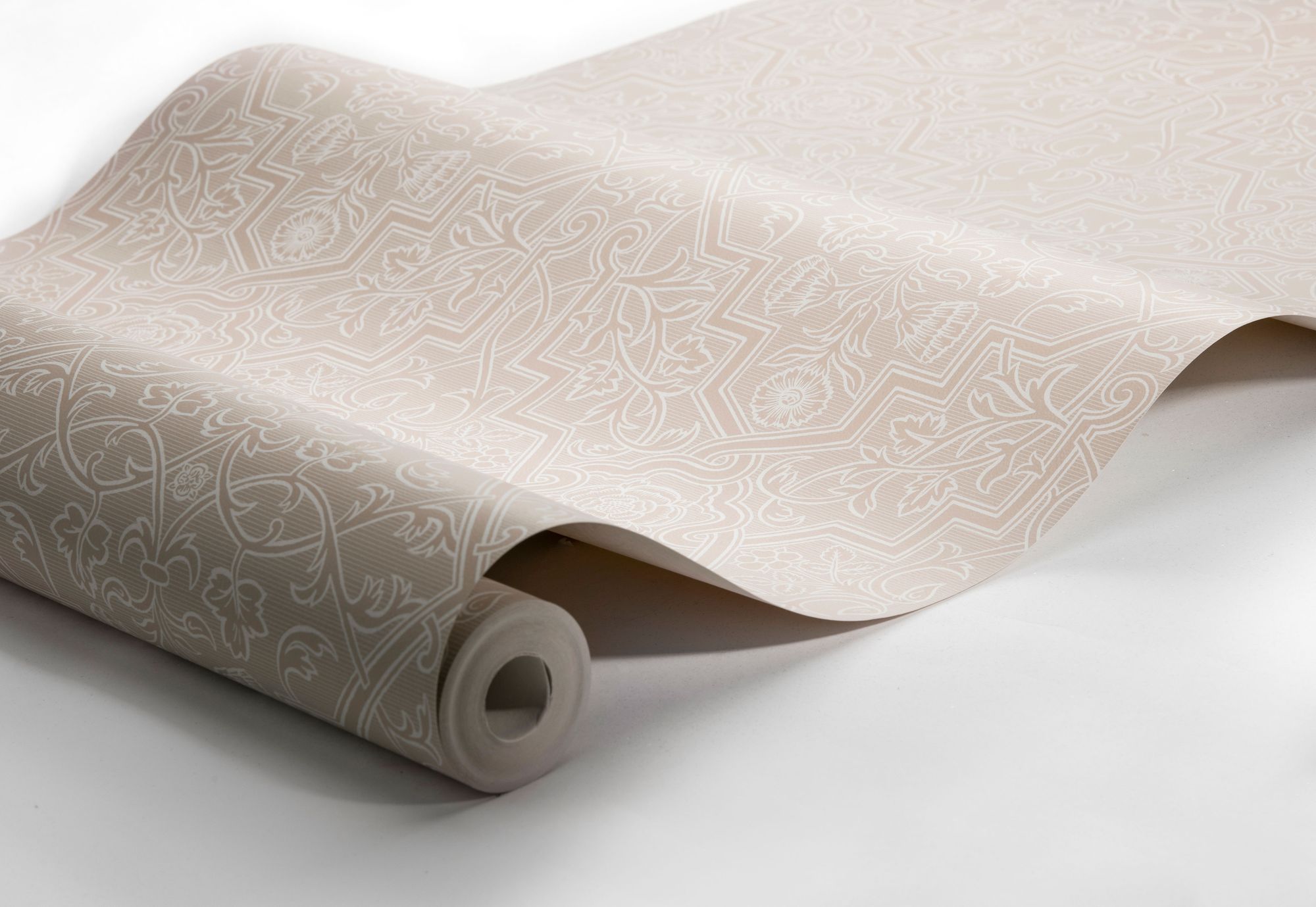 4503 Rosenvinge Light Beige and White Anno Wallpaper by Boråstapeter