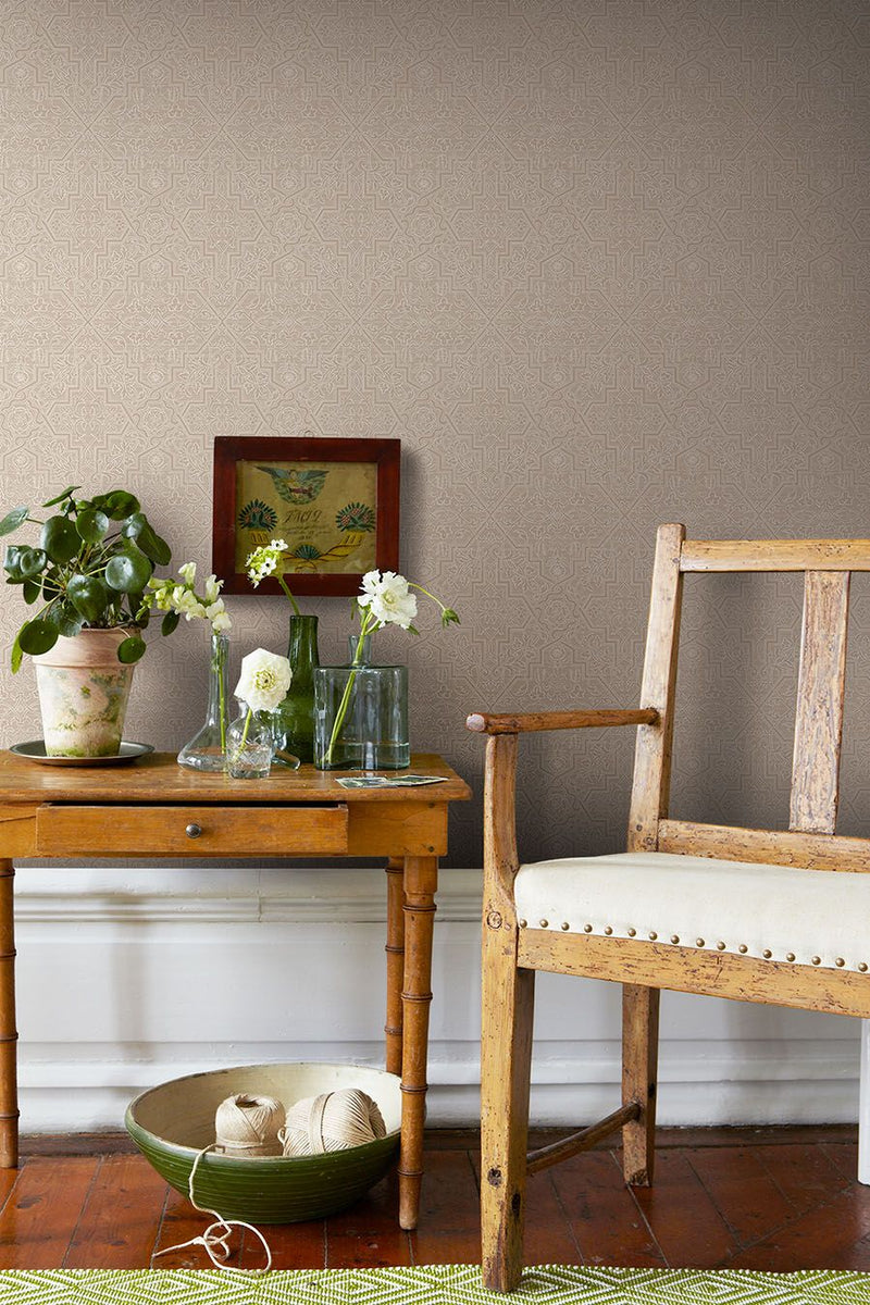 4503 Rosenvinge Light Beige and White Anno Wallpaper by Boråstapeter