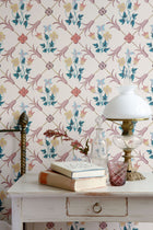4504 Tessin White and Pink Anno Wallpaper by Boråstapeter